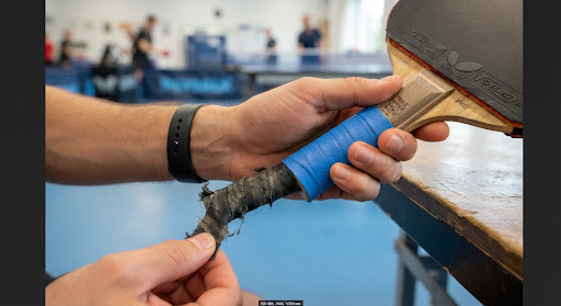 Replacing worn table tennis grip tape